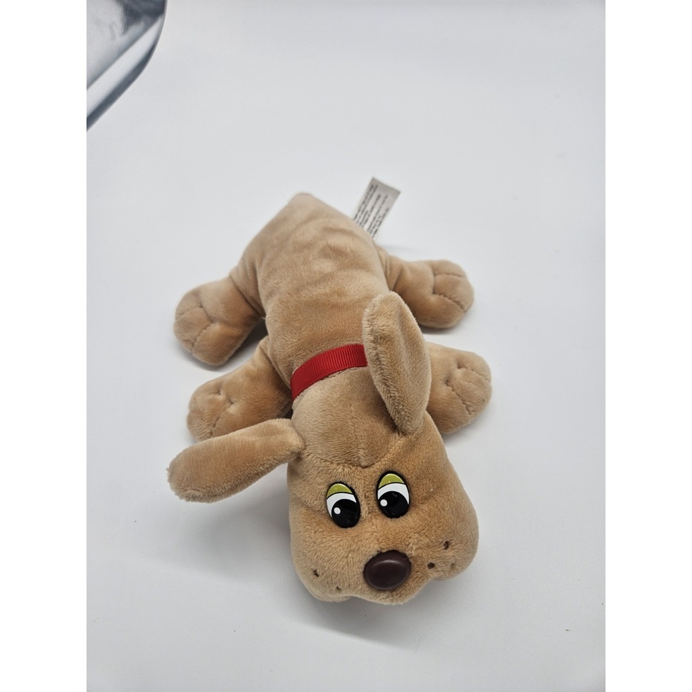 Mini Pound Puppy 8" Tan Green Eyes Tan Plush Dog 2019 EUC Red Collar‎
